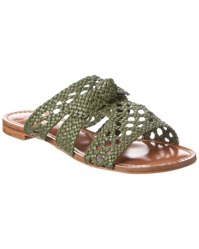 Shop Alexandre Birman Clarita Braided Leather Sandal In Green