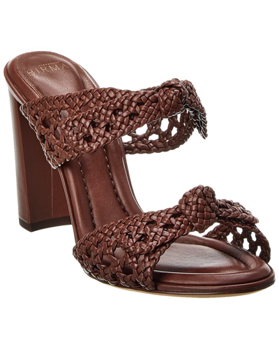 Shop Alexandre Birman Clarita 90 Intrecciato Leather Sandal In Brown