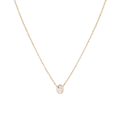 Shop Aurate New York Diamond Oval Bezel Necklace In Yellow