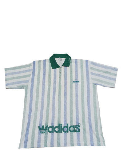 Pre-owned 1990x Clothing X Adidas Fantastic 80's Or Early 90's Adidas Biglogo Vintage Polo In Striped