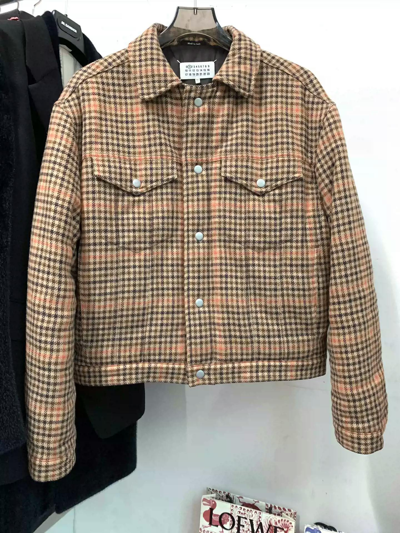 Pre-owned Maison Margiela Ss20 Margiela Houndstooth Wool Cotton Jacket In Brown