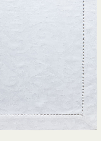 Sferra Acanthus Jacquard Tablecloth, 70" X 108" In White