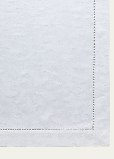 Sferra Acanthus Jacquard Tablecloth 70" X 126" In White