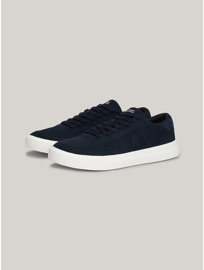 Shop Tommy Hilfiger Th Logo Suede Low In Navy