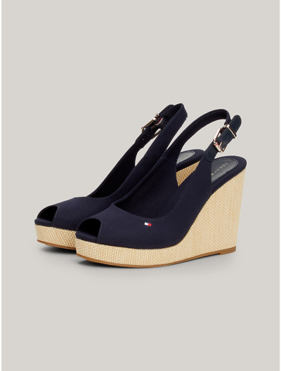 Shop Tommy Hilfiger Slingback Wedge Sandal In Space Blue