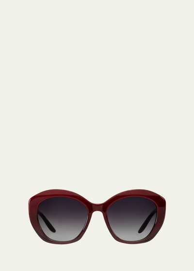 Shop Barton Perreira Galilea Rounded Acetate Cat-eye Sunglasses In Oxblood Smolder