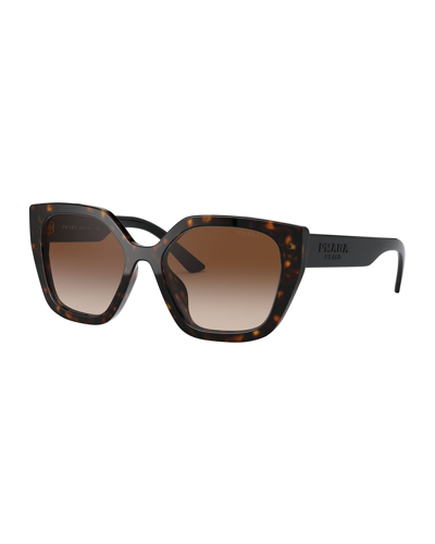 Shop Prada Polarized Rectangle Sunglasses In Brown