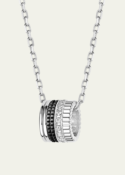 Shop Boucheron 18k White Gold Quatre Black Edition Pendant Necklace With Diamonds And Black Pvd, Large Model