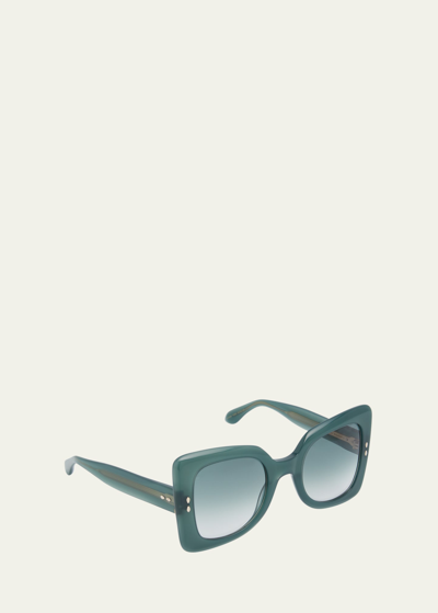 Shop Isabel Marant Gradient Acetate Butterfly Sunglasses In Green