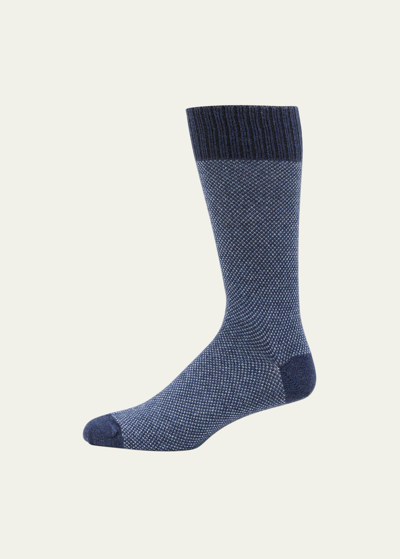 Shop Sozzi Calze Men's Cashmere-blend Mid-calf Socks In V009 Denim