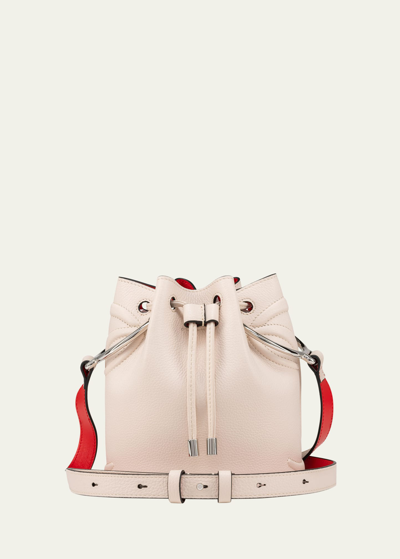Shop Christian Louboutin By My Side Bucket Bag In Leather With Cl Logo In Leche