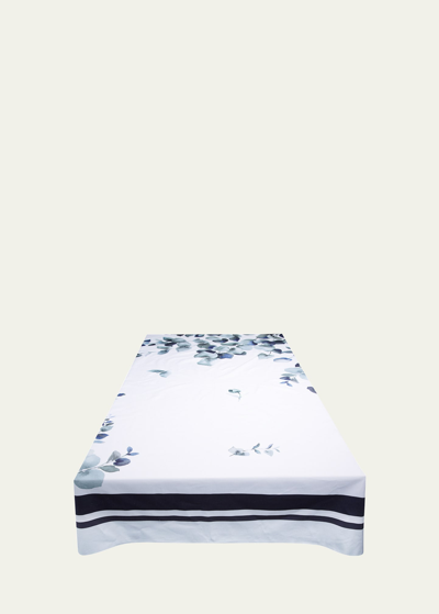 The Lino Eucalyptus Navy Tablecloth, 71" X 98" In Navy