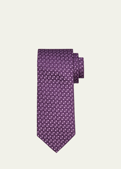 Shop Charvet Men's Micro-geometric Silk Tie In 5 Purple