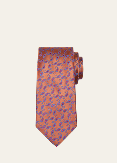 Shop Charvet Men's Paisley Silk Tie In 17 Orange