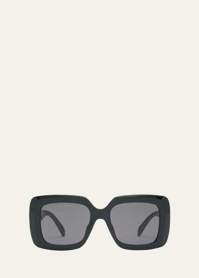 Shop Celine Bold Three-dot Acetate Square Sunglasses In Shiny Black