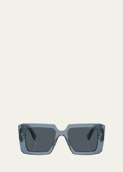 Shop Prada Square Acetate Sunglasses In Dark Grey