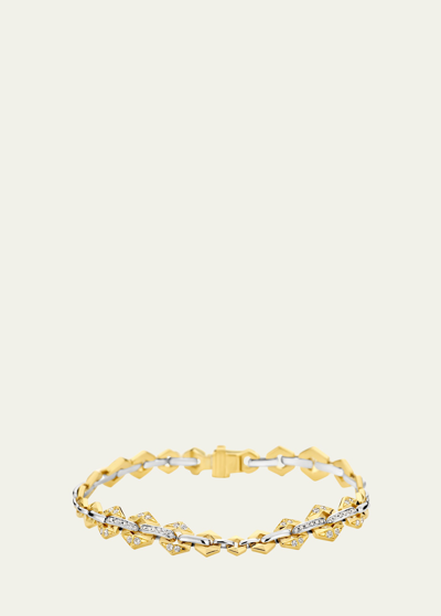 Shop Dries Criel 18k Bicolor Gold Diamond Flow Bond Bracelet In Yg