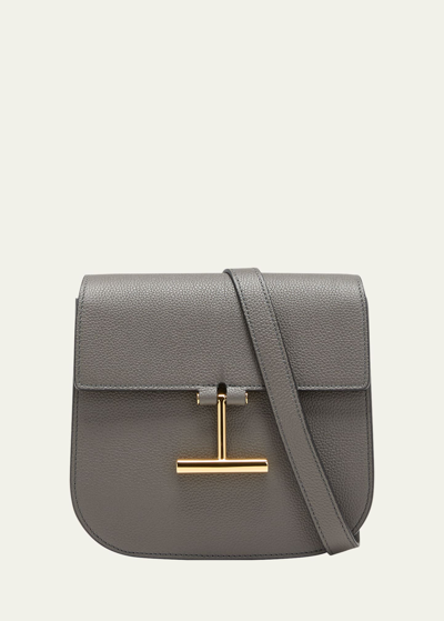 Shop Tom Ford Tara Mini Crossbosy In Grained Leather With Leather Strap In Graphite