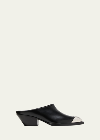 Shop Givenchy 4g Metal-toe Western Mules In Black