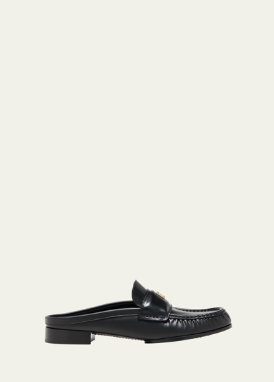 Shop Givenchy 4g Leather Loafer Mules In Black