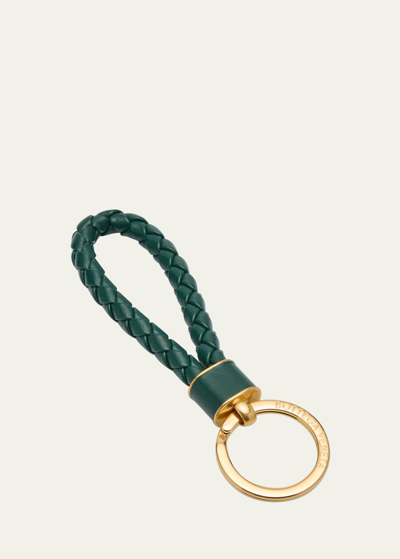 Shop Bottega Veneta Intreccio Napa Lambskin Keychain In 3049 Emerald Gree