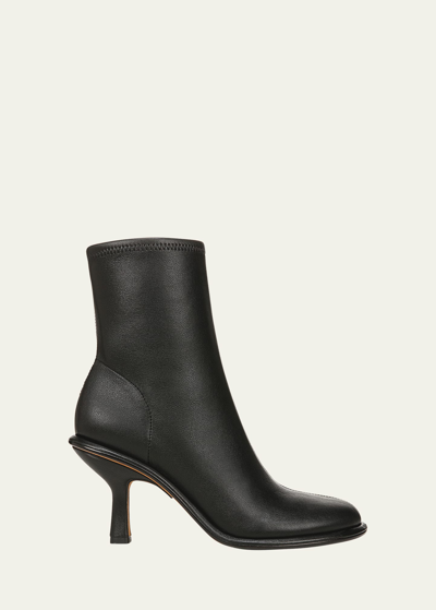 Shop Vince Freya Leather Stiletto Ankle Boots In Black