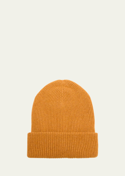 Shop The Elder Statesman Parker Ribbed Beanie In Apricot