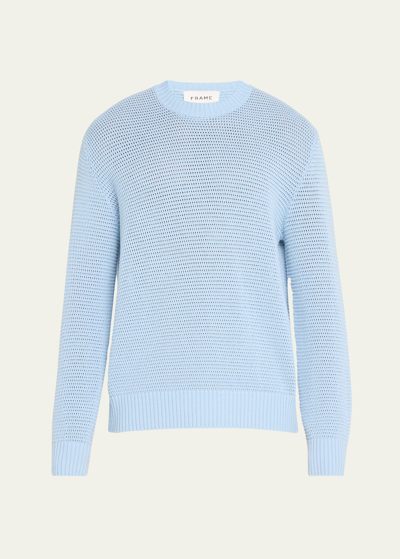 Shop Frame Men's Textured Wool-blend Sweater In Light Blue