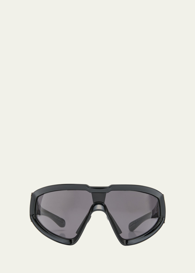 Shop Moncler Genius Beveled Nylon Wrap Sunglasses In Black