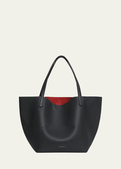 Shop Mansur Gavriel Everyday Soft Leather Tote Bag In Black Flamma