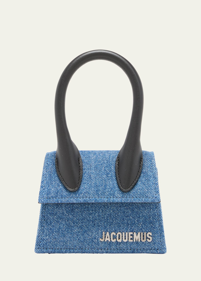 Shop Jacquemus Men's Le Chiquito Homme Denim Top-handle Bag In Blue 330