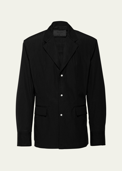 Shop Prada Men's Poplin 3-button Sport Coat In Nero