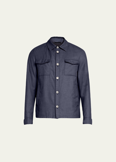Shop Herno Men's Coated Cashmere-blend Overshirt In 9200