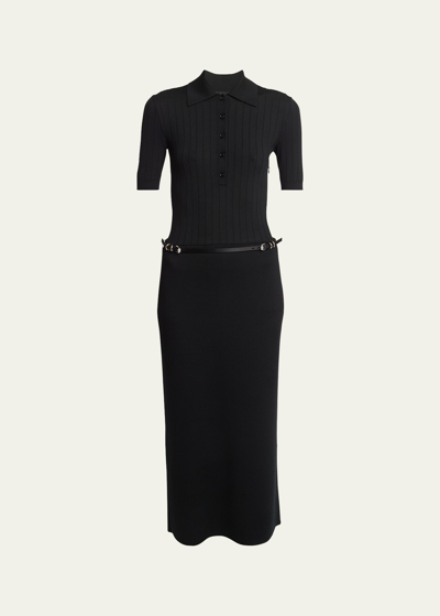 Shop Givenchy Long Voyou Belt Polo Dress In Black