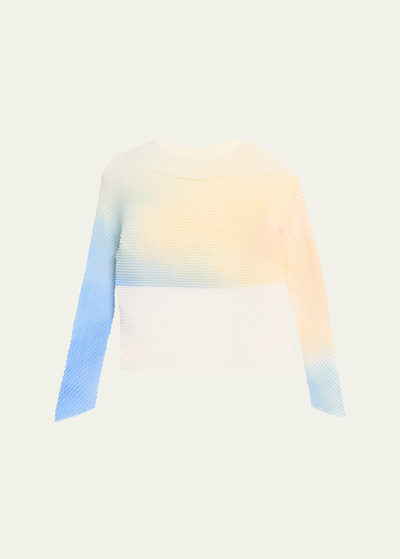 Shop Issey Miyake Pastel Pleats Printed Woven Top In Yellow-hued