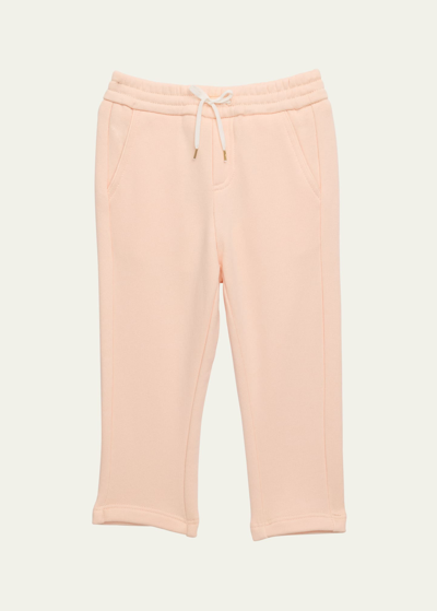 Shop Chloé Girl's Cotton-fleece Jogger Pants In Pale Pink
