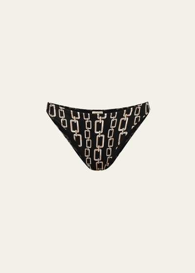 Shop L'agence Swim Jean Geo Scoop-front Bikini Bottoms In Black