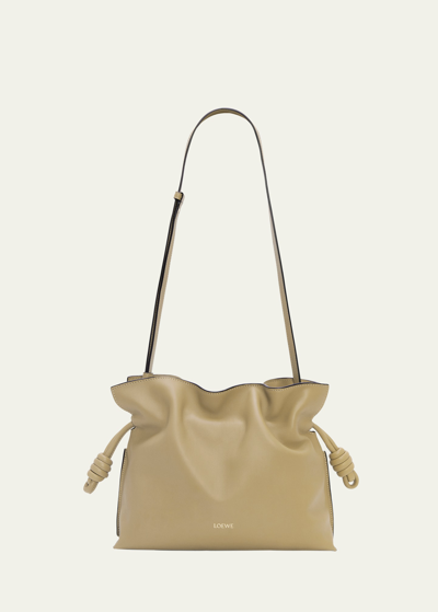 Shop Loewe Flamenco Leather Clutch Bag In 9584 Clay Green
