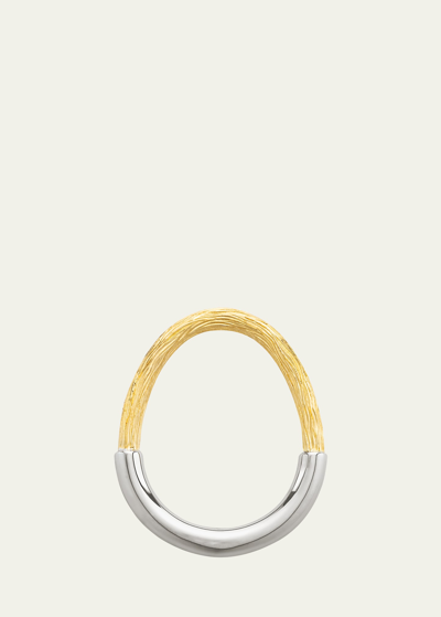 Shop Mellerio 18k Yellow And White Gold Riviera Chasing Band Ring