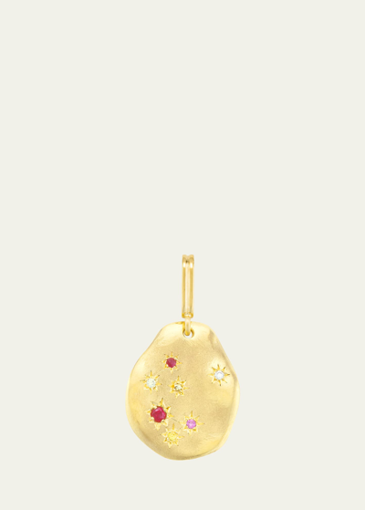 Shop Mellerio 18k Yellow Gold Starry Night Medal Charm With Diamonds, Colored Sapphires And Rubies