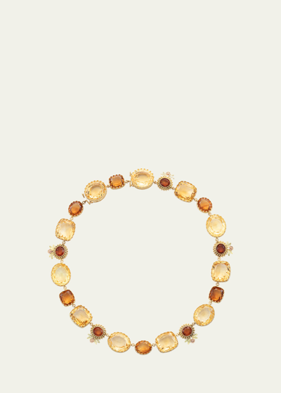 Shop Mellerio 18k Yellow And Pink Gold Pierreries Necklace With Floral Pattern And Citrine