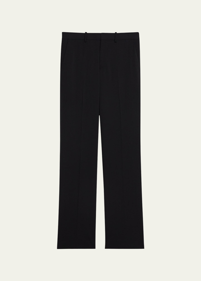 Shop Helmut Lang Men's Straight-leg Crepe Suit Pants In Black