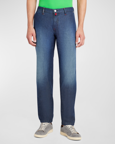 Shop Kiton Men's Slash-pocket Jeans In Dark Blue