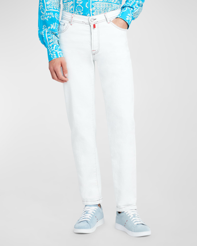 Shop Kiton Men's 5-pocket Straight-leg Jeans In White