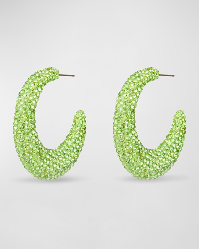 Shop Lele Sadoughi Archer Pave Hoop Earrings In Chartreuse
