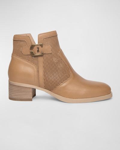 Shop Nerogiardini Perforated Leather Booties In Brown