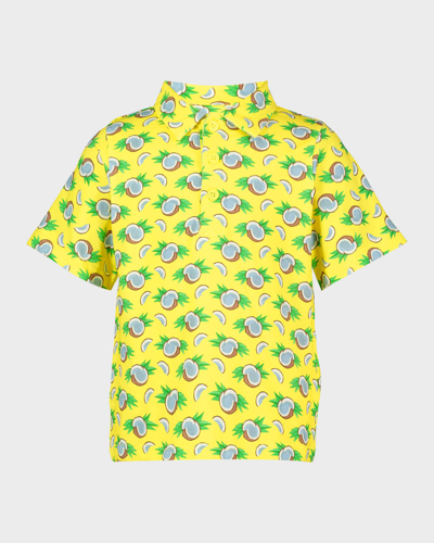 Shop Rachel Riley Boy's Coconut Polo Shirt In Yellow