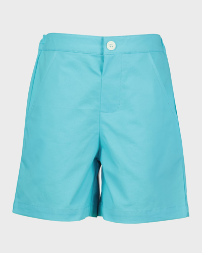 Shop Rachel Riley Boy's Solid Cotton Shorts In Blue