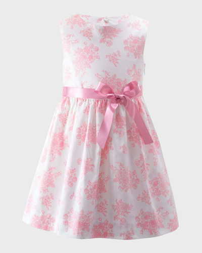 Shop Rachel Riley Girl's Floral Toile Dress In Pink
