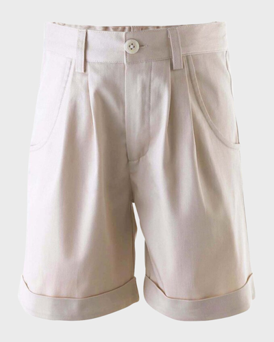 Shop Rachel Riley Boy's Tailored Shorts In Beige